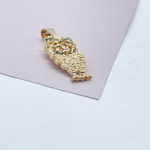 Load image into Gallery viewer, 18k Gold Filled Owl Charm Featuring Cubic Zirconia Eyes And Jewelry Making Supplies Pendant