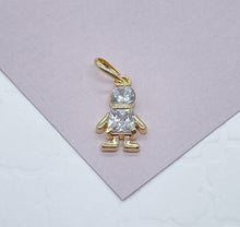 Load image into Gallery viewer, 18k Gold Filled Kids Charm: Cubic Zirconia Boy or Girl Pendant