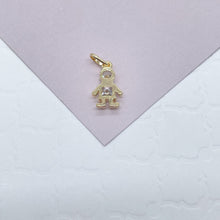 Load image into Gallery viewer, 18k Gold Filled Kids Charm: Cubic Zirconia Boy or Girl Pendant