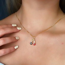 Load image into Gallery viewer, 18k Gold Filled Colorful Evil Eye Enamel Pendant Protection Charm Jewelry Making Supplies