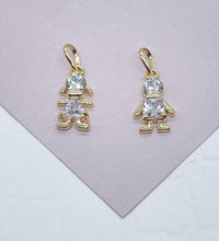 Load image into Gallery viewer, 18k Gold Filled Kids Charm: Cubic Zirconia Boy or Girl Pendant