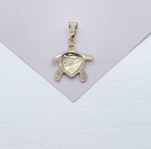 Load image into Gallery viewer, 18k Gold Filled Turtle Charm with Zirconia Eyes (30mm)