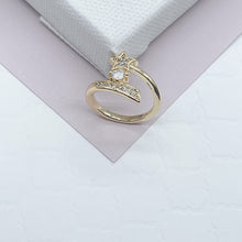 Load image into Gallery viewer, 18k Gold Filled “Shooting Star” Ring Featuring Micro Pave Cubic Zirconia and A Solitaire Dainty Jewelry