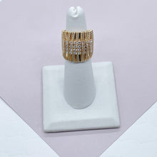 Load image into Gallery viewer, 18k Gold Filled Chunky Gold Ring Wrapped In Gold Thread With 8 Rows of Cubic