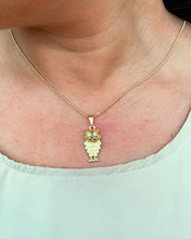 Load image into Gallery viewer, 18k Gold Filled Owl Charm Featuring Cubic Zirconia Eyes And Jewelry Making Supplies Pendant