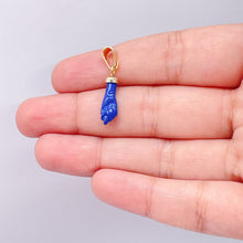 Load image into Gallery viewer, 18k Gold Filled Figa Charm: Colorful Hand Pendant, Jewelry Making (15mm)