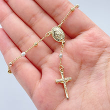 Load image into Gallery viewer, 18k Gold Filled Tri Color Rosary Bracelet with Miraculous Coin Medal Lady Of