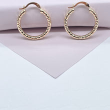 Load image into Gallery viewer, 18k Gold Filled Small Rugged Textured Hoop Earring Medium Size 25mm the