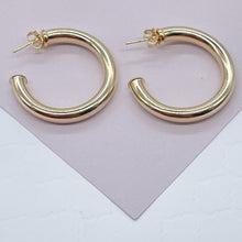 Load image into Gallery viewer, Thick 18k Gold Filled Plain 5mm Chunky 3/4 Hoop Earrings Push Back Closing the and Jewelry Making Supplies