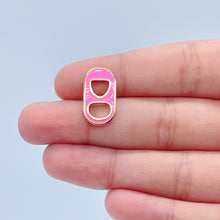 Load image into Gallery viewer, 18k Gold Filled Colorful Soda Can Caps Charms In Enamel Eight Colors to Choose Dainty Pull Tab Pop Pendant
