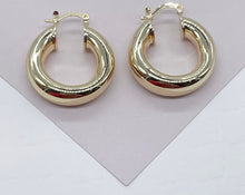 Load image into Gallery viewer, Chunky And Small 18k Gold Filled Plain Hoop Earrings