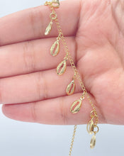 Load image into Gallery viewer, 18k Gold Filled Dainty Chain with Eleven Extra Light Cowrie Shell Charms,