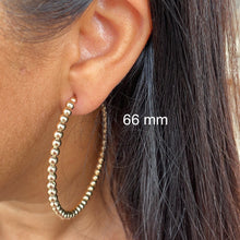 Load image into Gallery viewer, 18k Gold Filled 3mm Ball Beaded Hoop Earrings, Everyday Wear Hoops, all sizes