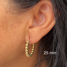 Load image into Gallery viewer, 18k Gold Filled Ball Beaded C Hoop Earring Available Small, Medium and Large