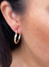 Load image into Gallery viewer, 18k Gold Filled Small Diamond Textured Hoops Earrings Available in 25mm For