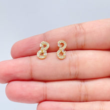 Load image into Gallery viewer, 18k Gold Filled Infinity Baguete And Micro Pave Zirconia Set Necklace And Earrings