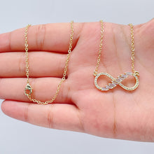 Load image into Gallery viewer, 18k Gold Filled Infinity Baguete And Micro Pave Zirconia Set Necklace And Earrings