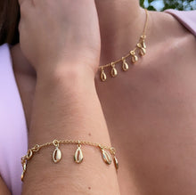 Load image into Gallery viewer, 18k Gold Filled Dainty Chain with Eleven Extra Light Cowrie Shell Charms,