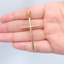 Load image into Gallery viewer, 18k Gold Filled VintageThin Plain Cross Pendant Charm, Silver, Rose Gold, Minimalist Jewelry Supplies