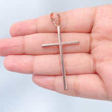 Load image into Gallery viewer, 18k Gold Filled VintageThin Plain Cross Pendant Charm, Silver, Rose Gold, Minimalist Jewelry Supplies