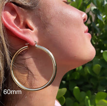 Load image into Gallery viewer, 18k Gold Filled Hoop Earrings: Large 5mm Plain Hoops