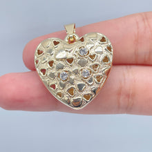 Load image into Gallery viewer, 18k Gold Filled Puffy Heart Pendant: Multicolor & Clear CZ Charm