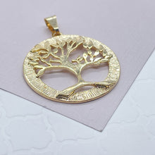 Load image into Gallery viewer, 18k Gold Filled Tree of Life Plain Round Medallion Pendant Charm Necklace Supplies