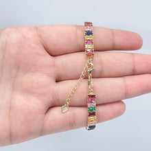 Load image into Gallery viewer, 18k Gold Filled Anklet Featuring Colorful Baguette Cubic Zirconia