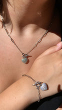 Load image into Gallery viewer, 18k Gold Filled Paper Clip Chain Bracelet Necklace: Pave Cubic Zirconia Heart