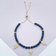 Load image into Gallery viewer, 18k Gold Filled Hamsa Bracelet: Colorful Beaded Protection Bracelet
