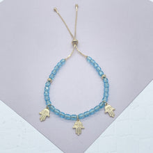 Load image into Gallery viewer, 18k Gold Filled Hamsa Bracelet: Colorful Beaded Protection Bracelet