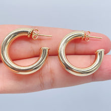 Load image into Gallery viewer, Thick 18k Gold Filled Hoop Earrings: Chunky 5mm Jewelry Supplies