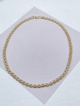 Load image into Gallery viewer, Thick Vintage Style 18k Gold Filled Flat Three Pattern Layered Chain Necklace & Bracelet