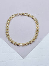 Load image into Gallery viewer, Thick Vintage Style 18k Gold Filled Flat Three Pattern Layered Chain Necklace & Bracelet