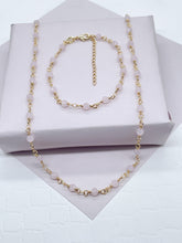 Load image into Gallery viewer, 18k Gold Filled Baby Blue Beaded Bracelet Necklace Set