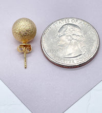 Load image into Gallery viewer, 18k Gold Filled Ball Stud Earrings: Matte Grooved Design
