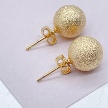Load image into Gallery viewer, 18k Gold Filled Ball Stud Earrings: Matte Grooved Design