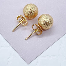 Load image into Gallery viewer, 18k Gold Filled Ball Stud Earrings: Matte Grooved Design