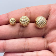 Load image into Gallery viewer, 18k Gold Filled Ball Stud Earrings: Diamond-Cut Cross Pattern