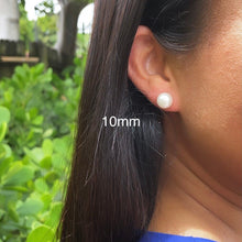 Load image into Gallery viewer, 18k Gold Filled Simulated Pearl Stud Earrings (8mm, 10mm, 12mm)