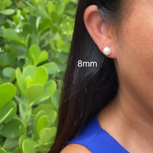 Load image into Gallery viewer, 18k Gold Filled Simulated Pearl Stud Earrings (8mm, 10mm, 12mm)