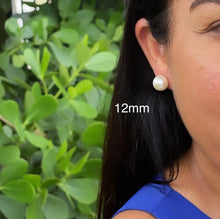Load image into Gallery viewer, 18k Gold Filled Simulated Pearl Stud Earrings (8mm, 10mm, 12mm)