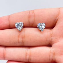 Load image into Gallery viewer, 18k Silver Filled 9mm Heart Shape Cubic Zirconia Stud Earrings