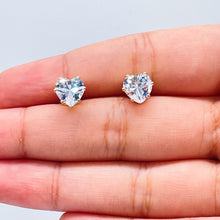 Load image into Gallery viewer, 18k Gold Filled 8mm Cubic Zirconia Heart Stud Earrings