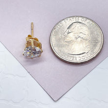 Load image into Gallery viewer, 18k Gold Filled 8mm Cubic Zirconia Heart Stud Earrings