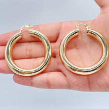 Load image into Gallery viewer, 18k Gold Filled Hoop Earrings: Large 5mm Plain Hoops