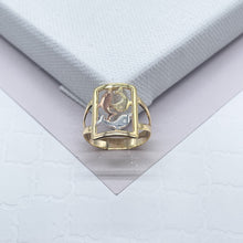 Load image into Gallery viewer, 18k Gold Filled Ring With Tri-Colored Dolphins Hallowed Ring Tricolor Dolphins Jewelry