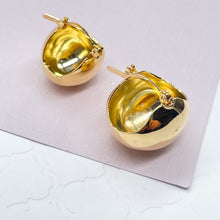 Load image into Gallery viewer, 18k Gold Filled Basket Shape Hoop Earring, Concave Plain Hoop Earrings, Puffy