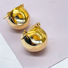 Load image into Gallery viewer, 18k Gold Filled Basket Shape Hoop Earring, Concave Plain Hoop Earrings, Puffy
