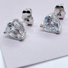 Load image into Gallery viewer, 18k Silver Filled 9mm Heart Shape Cubic Zirconia Stud Earrings